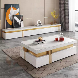 Luxe Zwart Marmer Tv Stands 2020 Woonkamer Meubels Roestvrij Staal Tv Kast Stand Moderne Houten Tv Console Stand