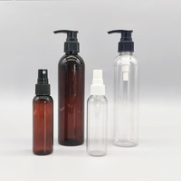 Prix de gros – Flacons pompe ronds en PET transparent ou ambré de 2 oz et 8 oz pour emballages cosmétiques et soins de la peau
