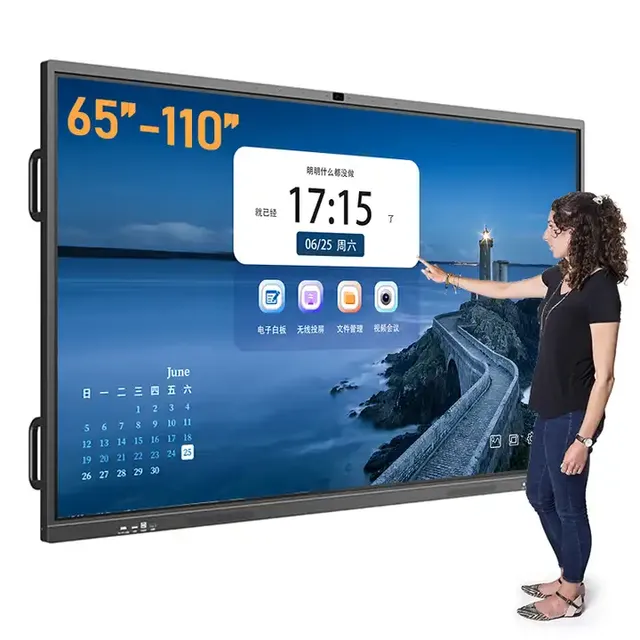 Interactive Digital Smart Board Touch Screen 4k Dual OS Smart Whiteboard for Meeting