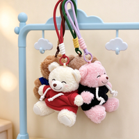 Porte-clés en peluche ours avec logo personnalisé 10CM, idéal pour sac à dos, cadeaux promotionnels d'entreprise, porte-clés jouet en peluche