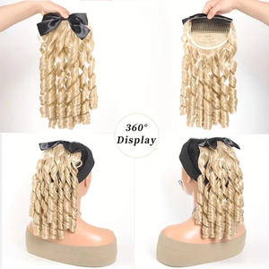 วิกผมหางม้าสไตล์ยุโรปอเมริกัน 14 นิ้ว 35 ซม. เส้นใยสังเคราะห์คาเนคาลอน ต่อผมแบบโบว์ ไม่ต้องใช้กาว สำหรับผู้หญิง - Product Image 5