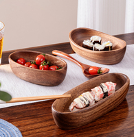 Plateau Moderne Écologique en Bois de Noyer en Forme de Bateau – Bol Premium pour Fruits Secs, Assiette à Sushi, Boîte à Noix, Plateau de Présentation