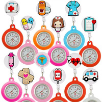 Montre d'infirmière rétractable de style médical avec un design mignon d'animaux de dessin animé, en plastique et en verre, bracelet extensible fait à la main pour les étudiants