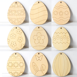 Suministros para la Fiesta de Pascua 2024, Piezas Colgantes, Virutas de Madera Pintadas para Manualidades, Huevos de Madera Hechos a Mano para Niños - Product Image 4