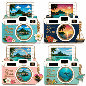 Imán de nevera de esmalte duro con forma de cámara de Puerto Rico, recuerdo de viaje de Puerto Rico con imán de punto de referencia tipo Polaroid, venta al por mayor - Product Image 2