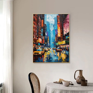 Impresión de arte de la ciudad de Nueva York de alta calidad en lienzo pintado a mano al óleo y paisaje de <span class=keywords><strong>acuarela</strong></span> estilo clásico moderno tamaño personalizado - Product Image 6
