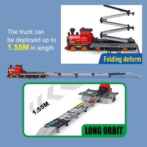 Tren Pequeño para Niños, Juguete de Pista DIY, Tren de Transporte de Inercia, Coche de Arrastre con Retorno Automático, Juguetes de Coche de Fricción Pequeños para Niños - Product Image 3