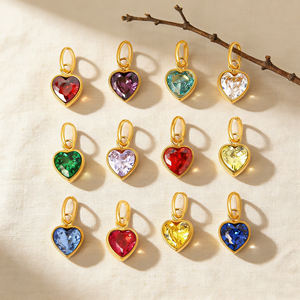 Colgante de Piedra Natalicia de Acero Inoxidable Chapado en Oro Resistente al Agua - Dije Minimalista de Circonita de 12 Meses para Mujer, Diseñadores de Joyería DIY - Product Image 5