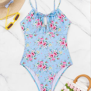 ชุดว่ายน้ำวันพีซคอวีลายดอกไม้สไตล์ตะวันตก ขายดี ผลิตตามสั่งจากโพลีเอสเตอร์รีไซเคิล - Product Image 4