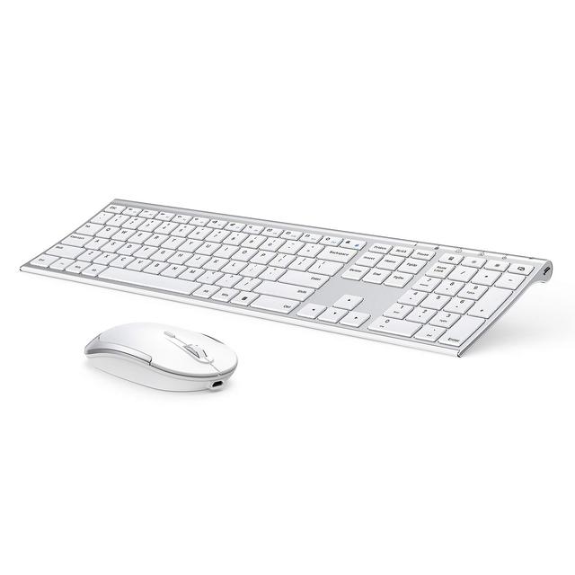 Rechargeable Compact Quiet Full-Size Nano USB Receiver Mouse Combo Wireless Accessory Keyboard