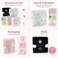 Album photo en peluche mignon pour Kpop Idol, classeur à 6 anneaux avec broderie ailes d'ange pour photos de 3 pouces, 5 couleurs, rechargeable