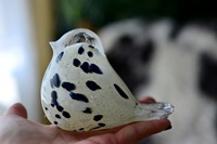 Figurine d'oiseau en verre artisanal, sculpture décorative blanche avec motif unique pour la décoration de la maison, des étagères et des bureaux