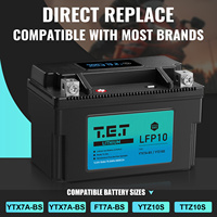 Baterai Lithium Powersports T.E.T LFP10S 12.8V 6Ah 360CCA Perlindungan BMS Bluetooth Opsional 1500 Siklus untuk Sepeda Motor/ATV/UTV