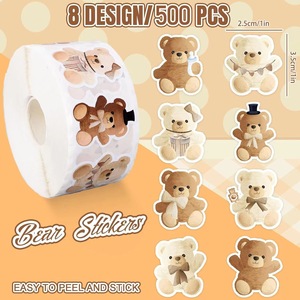 Cute Cartoon Toy Bear Kids Reward Self-Adhesive Sticker 500pcs/roll DIY Stationery Decoration <b>Label</b> Sticker for Children - Product Image 3