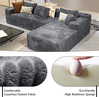 Canapé modulable en L minimaliste moderne, ensemble de fauteuils en tissu velours côtelé noir, assise profonde confortable en éponge, non assemblé