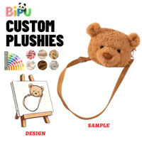 Fabricant de sacs en peluche : Sac en peluche personnalisé en forme de tête d'ours avec sangle réglable, sacs à bandoulière doux en sherpa bouclé pour animaux en peluche