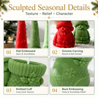 Bougie parfumée sculptée en forme de gnome pour Noël et le Nouvel An, en cire de soja, faite à la main, écologique, décoration festive – Grande Vente