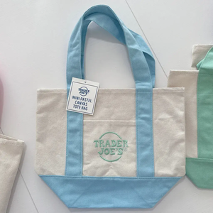 Customized Embroidered Logo <b>Mini</b> Mint Blue Pink Candy Gift Cotton Canvas Shopping <b>Tote</b> <b>Bag</b> - Product Image 6