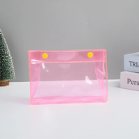 Pochette de voyage en PVC transparente imperméable avec fermeture éclair, logo personnalisé, rose bébé, jaune, marron, sac à maquillage avec poignée