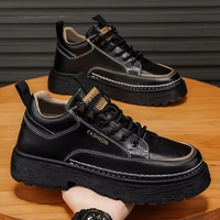 Chaussures en cuir à plateforme épaisse pour hommes, décontractées, à lacets, semelle antidérapante, mode, usage quotidien, chaussures de marche pour hommes d'affaires