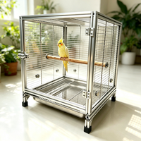 Enclos d'élevage polyvalent pour perroquets, structure stable en profilés d'aluminium 6063 T5 et pièces en acrylique haute résistance pour oiseaux de compagnie