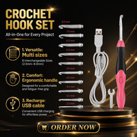 Kit de 11 crochets à LED rechargeables par USB avec poignée réglable et étui zippé