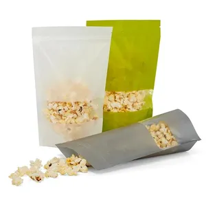 Saco de papel comestível para arroz, com bolsa de suporte para zíper com uma janela transparente de 1-1/2 "para aceitar sacos comestíveis personalizados