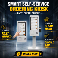 27 pouces Self Service Restaurant Affichage numérique LCD Écran tactile capacitif QR/Barcode Scanner Kiosque de paiement gratuit