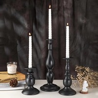 Porte-bougie conique en métal rétro, style américain, noir