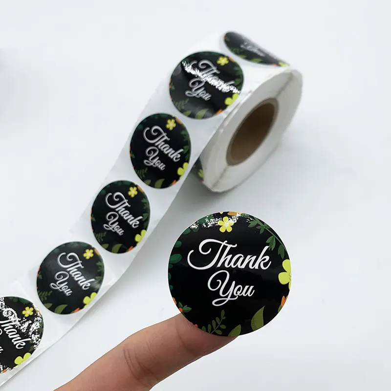 Adhesive Floral Thank You Sealing Sticker Custom Printing Labels