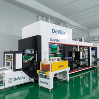 Máquina de Alta Velocidad Totalmente Automática de Tres Estaciones para Fabricar Láminas, Vasos, Tazones, Bandejas, Tapas y Contenedores de Alimentos de PP, PET, PS y PVC, Marca DeVille, Ahorro de Energía