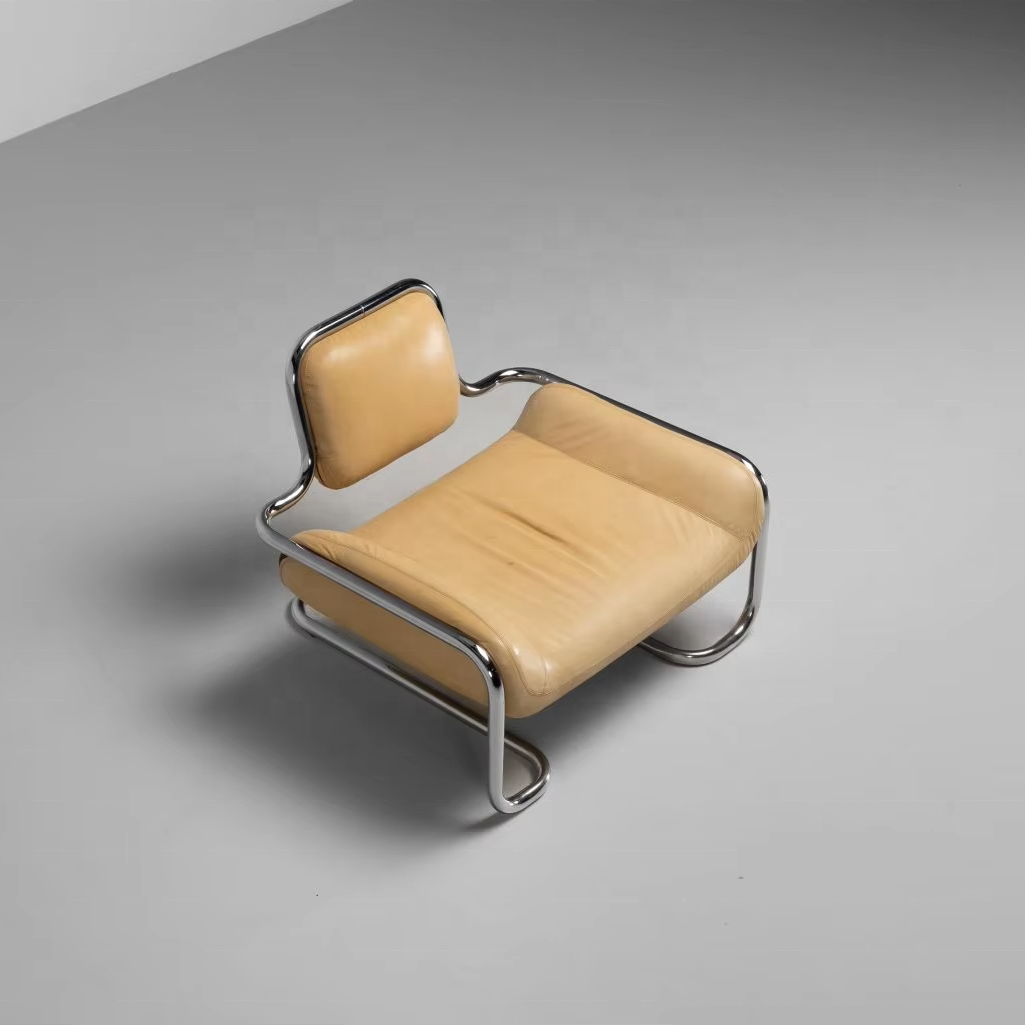 Nordic Designer Stainless Steel Convex Balconies Lounge Chair Personality Back Sofa Living Room Chair for Home Furniture