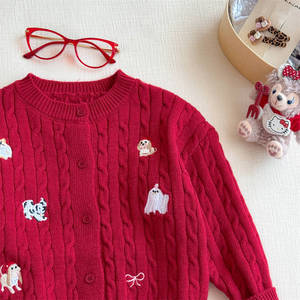 Child Star Circle Girls Cable Knit Sweater Cartoon Embroidery Spring Autumn Wear - Product Image 2