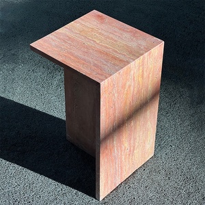 Thiết kế màu đỏ travertine đá cẩm thạch bên bảng đá cẩm thạch đầu bệ Bảng hiển thị cho hành lang khách sạn sang trọng hoặc đồ nội thất phòng khách - Product Image 3