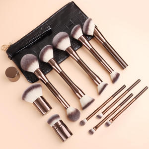 11-Piece Wood Handle Makeup <b>Brush</b> Set Cruelty-Free Synthetic Hair Foundation Contour Powder Multi-Use <b>Brush</b> Kit - Product Image 6