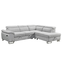Canapé-lit convertible en L à deux places, design européen, avec chaise longue, port USB, revêtement, gain de place, pour salon, chambre, hôtel, centre commercial