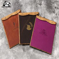 Porte-menu en bois avec logo gravé personnalisé, reliure à vis, cuir PU avec plaque en bois