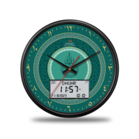 Horloge de prière islamique Alfatiha ronde 360° avec affichage analogique et numérique LCD, appel à la prière pour la Kaaba à La Mecque