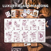 Nouvelles tuiles de mahjong américaines haut de gamme en acrylique à 3 couches, 160 pièces, motifs abstraits, dos de carte rouge vin et fleurs sculptées, édition 2026