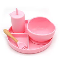 Ensemble de couverts pour bébé, écologiques, sans BPA, bol à soupe à débit lent, assiette en silicone avec ventouse, cuillère, qualité alimentaire