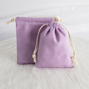Purple Cotton <b>Drawstring</b> Bag 7x9cm Jewelry Storage <b>Pouch</b> Rectangular Fabric Ring Holder Packaging For Accessories - Product Image 2