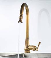 Robinet antique classique robinets d'évier de cuisine robinet d'eau froide et chaude robinet de pulvérisation de cuisine en laiton