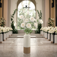 3 Bunga Peony Buatan Warna Putih, Bahan Kain, Terasa Seperti Asli, Cocok untuk Dekorasi Lanskap Pernikahan, Interior Hotel
