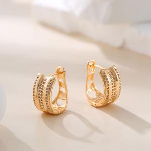 ต่างหูทองแดงเซอร์คอนแบบเต็มไมโครระดับไฮเอนด์หรูหราดีไซน์โดดเด่นพร้อมที่เกี่ยวหูเครื่องประดับทองเหลืองแบบวินเทจสำหรับผู้หญิง-สำหรับเป็นของขวัญ - Product Image 1