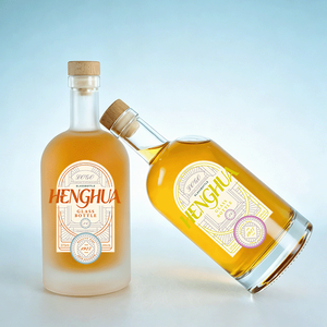 Venta Caliente: Botellas de Vidrio Vacías Redondas Esmeriladas Transparentes/Negras de 100ml, 200ml, 375ml, 500ml, 750ml y <span class=keywords><strong>1L</strong></span> para Licor, Vodka, Ron, Brandy, Ginebra con Tapón de Corcho - Product Image 6