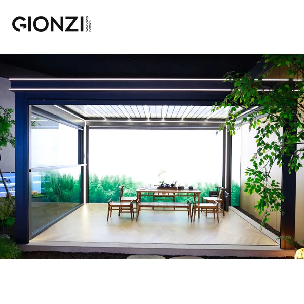 GIONZI Pavillon Außenhof Elektro verschluss Flip Canopy Aluminium Villa Garten Pavillon