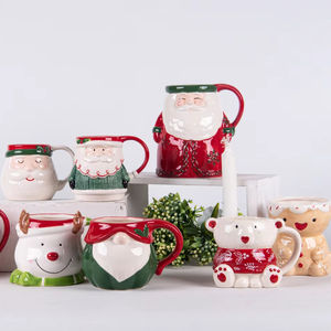 Taza Personalizada <span class=keywords><strong>de</strong></span> Cerámica con Dibujos Animados Lindos, Pintada a Mano, con Coloridos Árboles <span class=keywords><strong>de</strong></span> Navidad, Regalo para las Fiestas, Papá Noel, Renos y Muñeco <span class=keywords><strong>de</strong></span> Nieve - Product Image 2