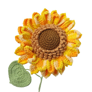 Grosse tête Crochet Tournesol Décorations de fil de laine faites à la main pour la maison Noël et la fête des mères-<span class=keywords><strong>Fleur</strong></span> artificielle à haute simulation - Product Image 1