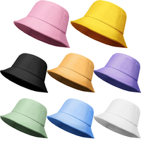 Topi Bucket Kasual Warna Solid Grosir, Bahan Katun, Bernapas, Cocok untuk Empat Musim, Model Fisherman, Unisex, Pinggiran Lebar, Dapat Dilipat, Pelindung dari Sinar Matahari
