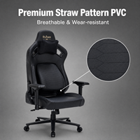 Chaise de jeu en cuir premium, accoudoirs réglables en 3D, vérin à gaz 4 positions, base en acier inoxydable, fonction massage, Bluetooth